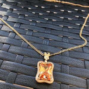 18K Gold Champagne Diamond Charm + 20” Cuban Chain